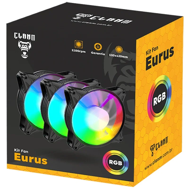 Kit 3x Cooler Fan Eurus RGB Master/slave 120mm – Silencioso, Alto Fluxo E RGB Sincronizado 6