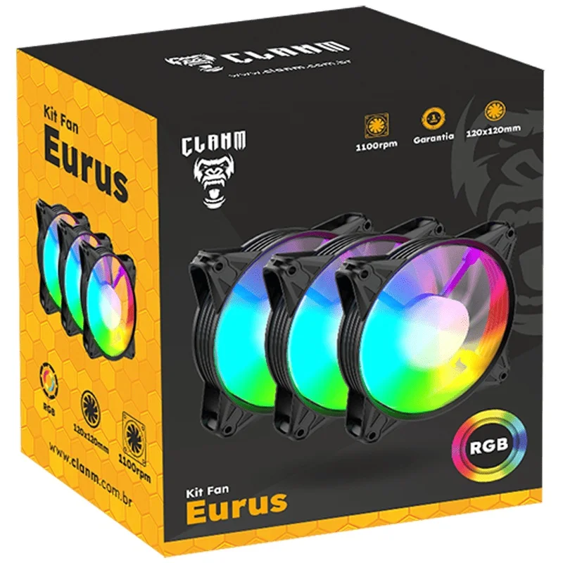 Kit 3x Cooler Fan Eurus RGB Master/slave 120mm – Silencioso, Alto Fluxo E RGB Sincronizado 7