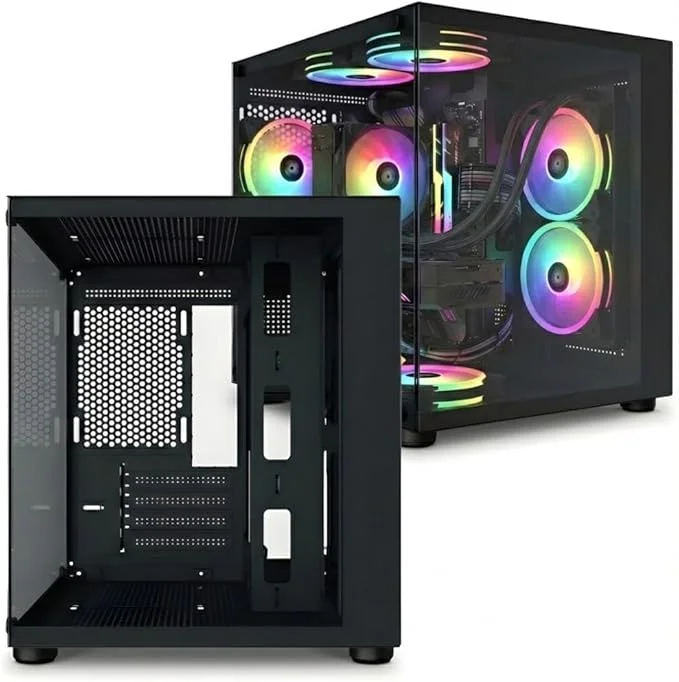 Gabinete Gamer Aquario Preto Bluecase  Bg-064 Pure Sem Fans Micro Atx Matx Vidro Temperado Frontal e Lateral