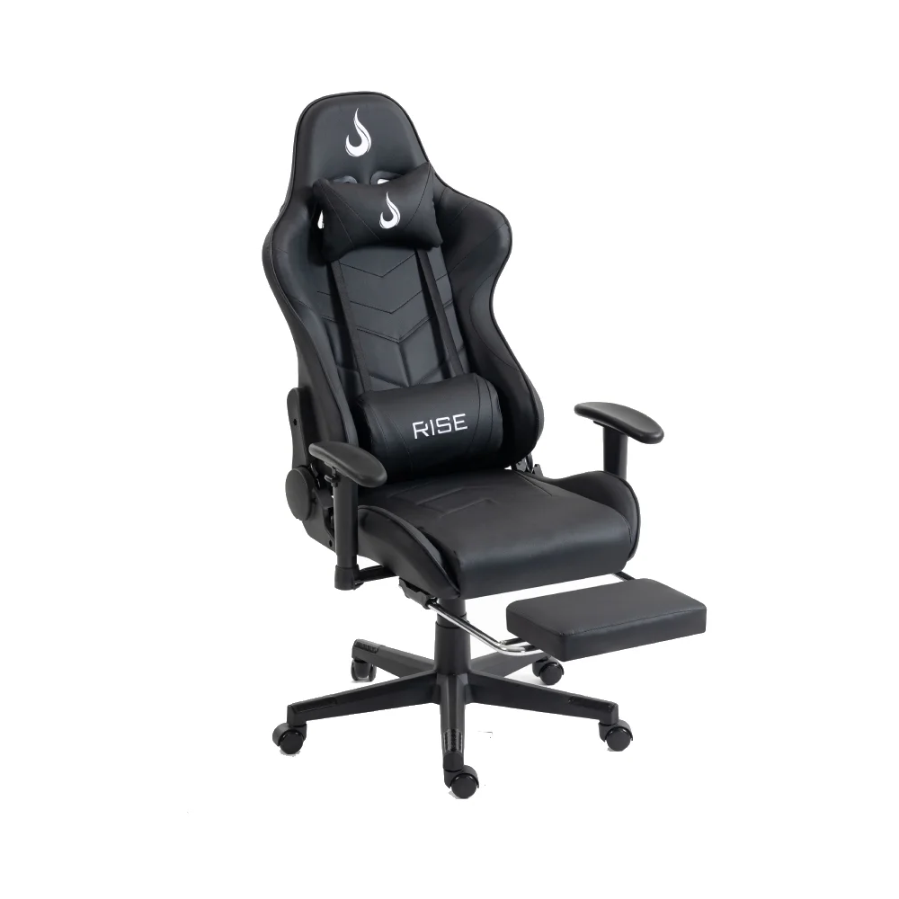Imagem 2 de 5 do produto Cadeira Gamer Rise Mode X04, Ângulo Ajustável, Apoio Para os Pés Retrátil, Preto - RM-CG-X04-BK