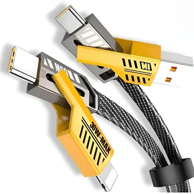 Cabo Carregador Para Iphone Usb Turbo 65w 4 Em 1 Tipo C 1m Amarelo