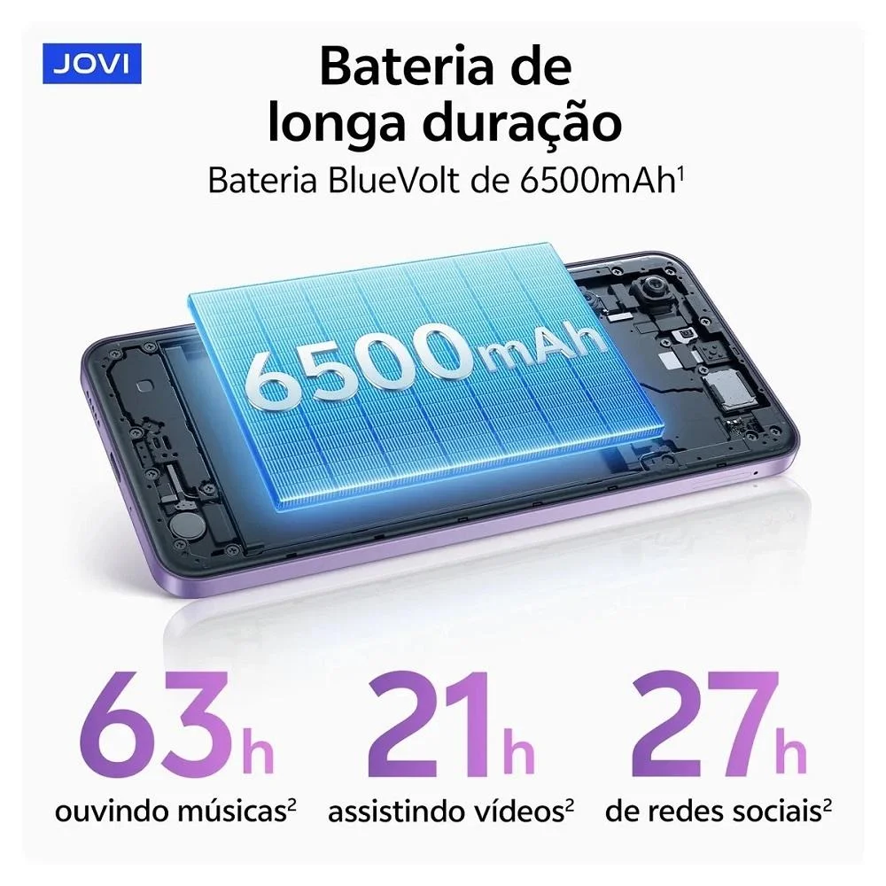 Imagem 5 de 5 do produto Smartphone Jovi Y21, 256gb, 4gb, Tela 6,68", Câmera 50mp, Lilás  Jovi