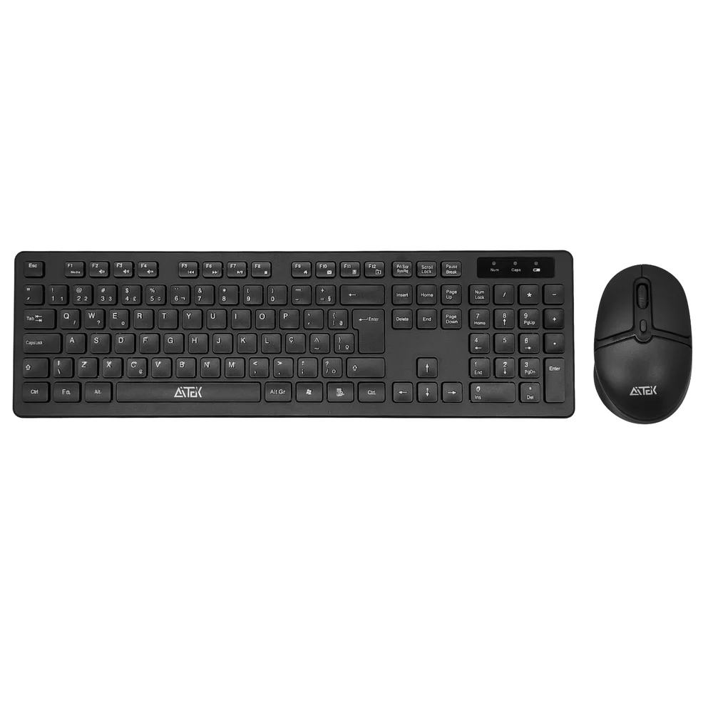 Imagem 4 de 5 do produto Kit De Teclado E Mouse Sem Fio Preto Silencioso Com Conexão 2.4g E Mouse Óptico De 1600 Dpi Para Computador E Notebook