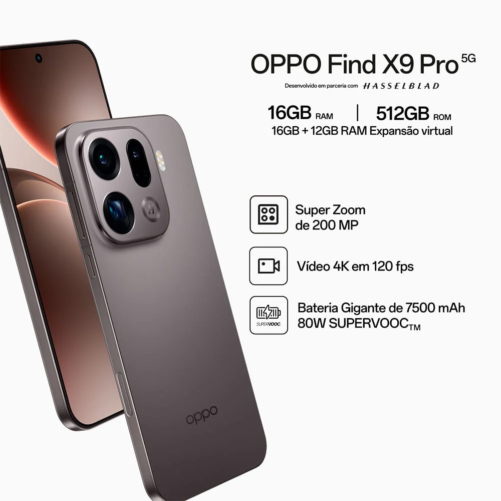 Celular Oppo Find X9 Pro Grafite, 512gb, 16gb Ram E Câmera Quadrupla De 200mp + 50mp + 50mp + 2mp - Bivolt - view 4