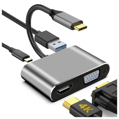 Adaptador 4-in-1 Hub Tipo C Para HDMI Vga Usb 3.0