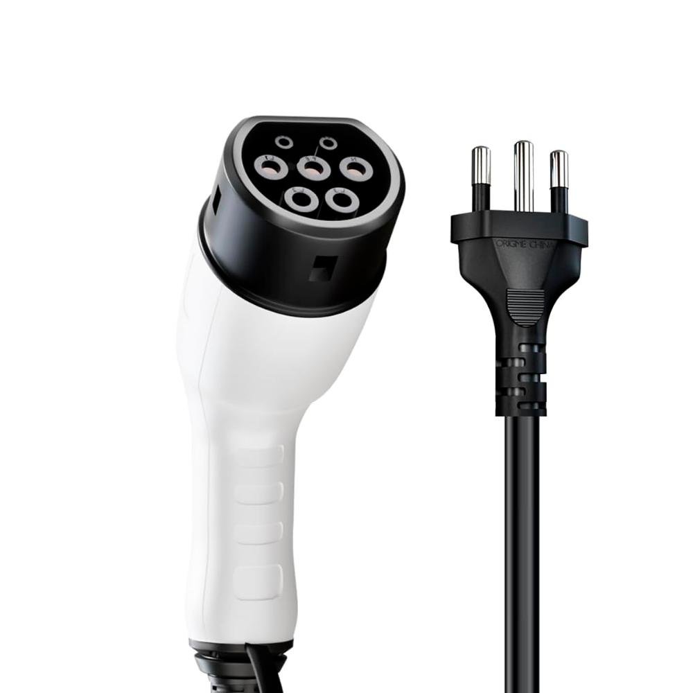Carregador Portátil 4.4kw Para Veículos Elétricos, 20a, Conector Tipo 2, Tela Lcd, Bivolt, Resistente À Água