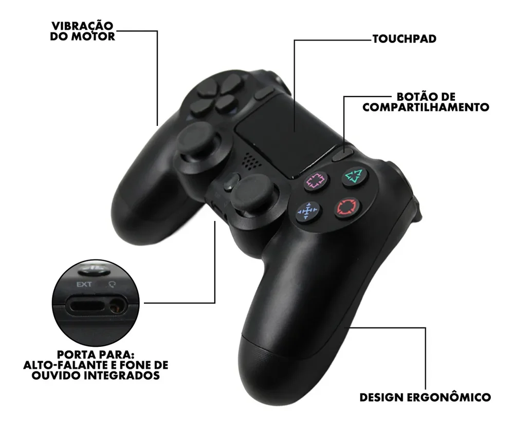 Imagem 3 de 4 do produto Controle Sem Fio Compativel Com Ps4 PC Celular Preto Leon Gts