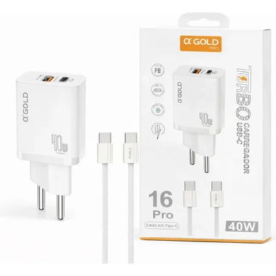 Carregador Turbo 40w Usb-c Para Iphone 15 16 17 Pro Max Branco