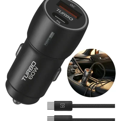 Kit Tomada Veicular Usb Carregador Turbo Carro Plug Acendedor 60w Tipo C Android Ios Portátil Rápido