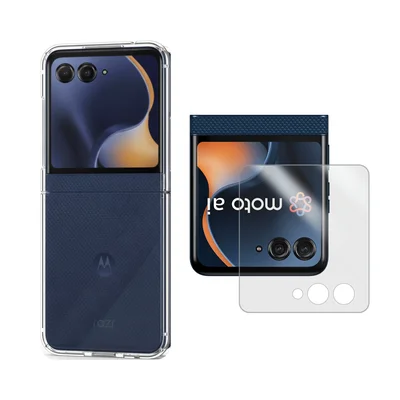 Kit Capa Acrílica E Película Externa Para Moto Razr 60