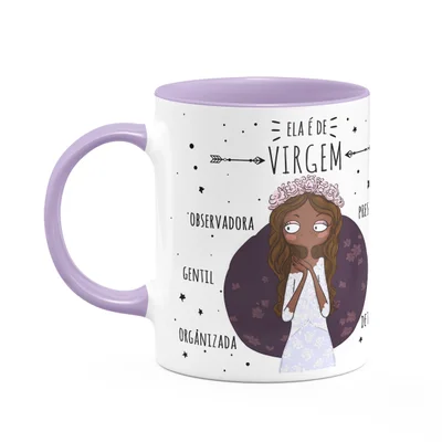 Caneca Signos Cartoon - Ela É De Virgem - B-lilac - M2