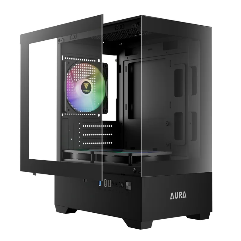 Imagem 2 de 5 do produto Gabinete Gamer Gamdias Aura Gc9m Elite 3 Fans S/fonte Micro Atx Preto
