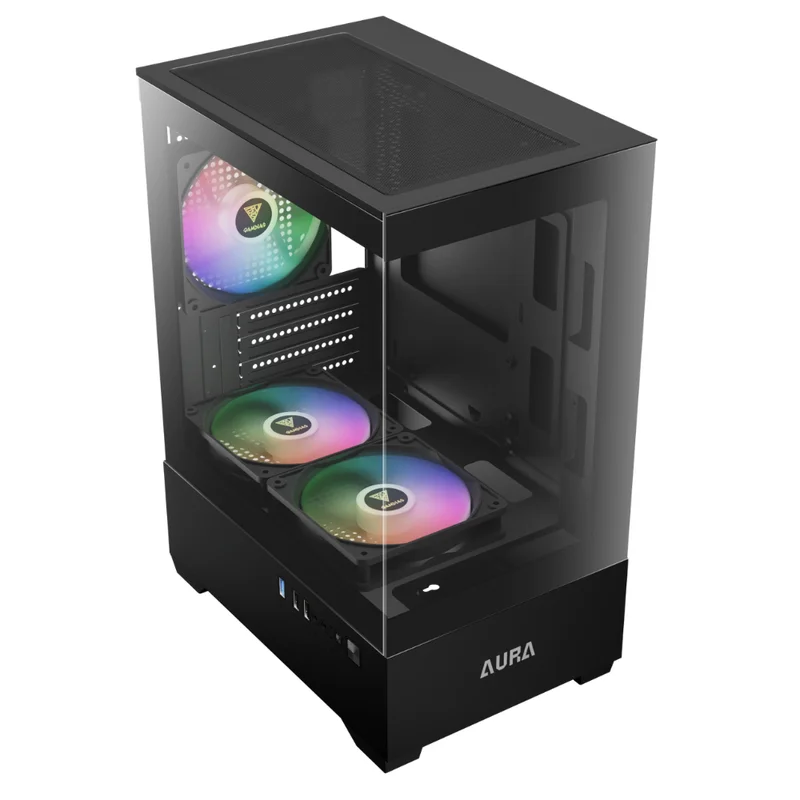 Imagem 3 de 5 do produto Gabinete Gamer Gamdias Aura Gc9m Elite 3 Fans S/fonte Micro Atx Preto
