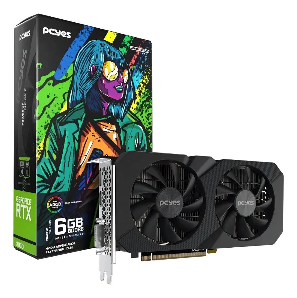 Placa De Vídeo PCyes Nvidia Geforce RTX 3050 6gb Gddr6 96 Bits - Pvpcr30506gb2f