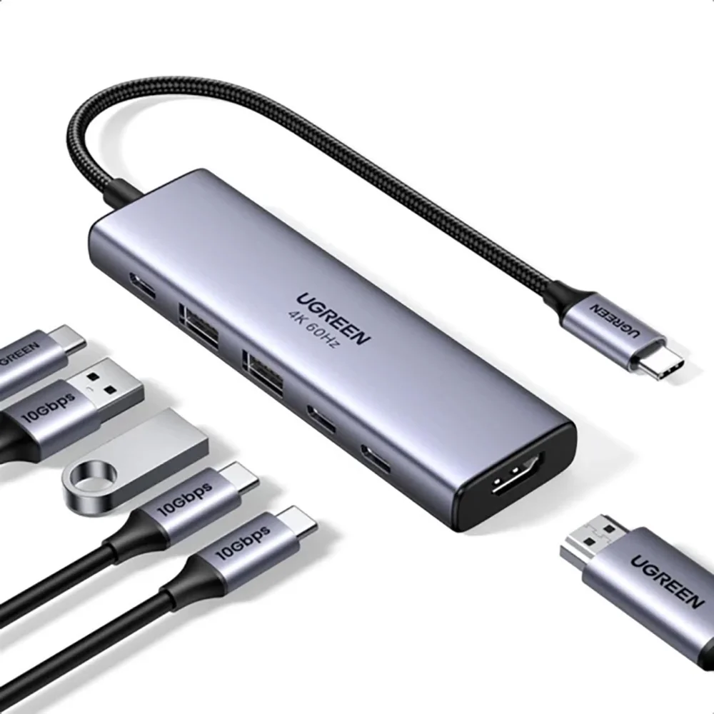 Imagem 4 de 5 do produto Hub Usb Ugreen 6 Em 1 Com HDMI 4k/2p Usb-a E 2p Usb-c De 10gbps Mais 1p Pd - Cm511
