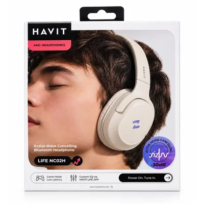 Fone Bluetooth Havit H612bt Pro Cancelamento De Ruído Ativo 50h Bateria Modo Gamer Baixa Latência