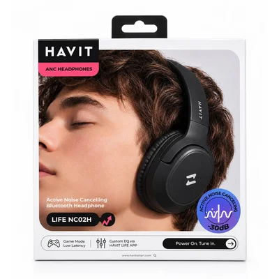 Fone Bluetooth Havit H612bt Pro Cancelamento De Ruído Ativo 50h Bateria Modo Gamer Baixa Latência