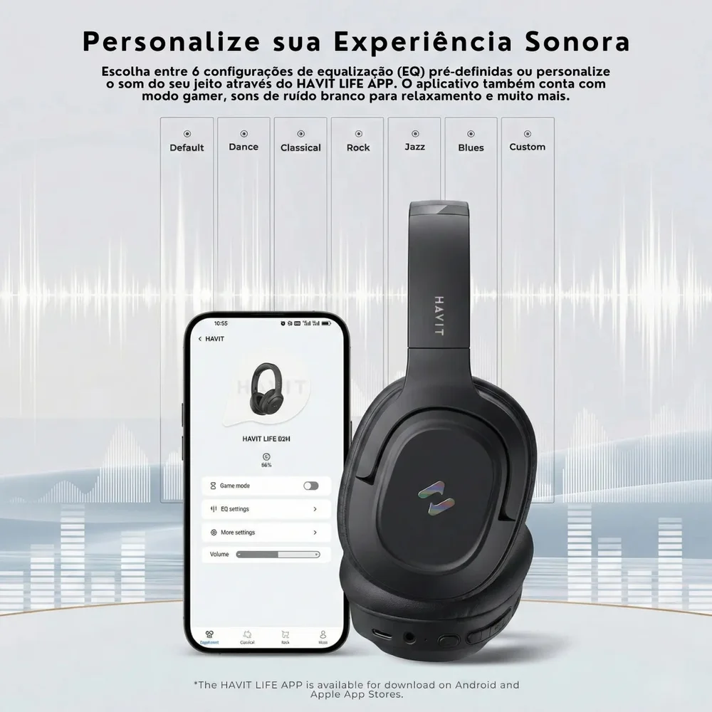 Imagem 5 de 5 do produto Fone Bluetooth Havit H612bt Pro Cancelamento De Ruído Ativo 50h Bateria Modo Gamer Baixa Latência