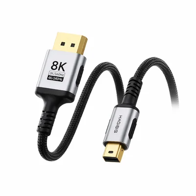 Cabo Hagibis 8k Mini Dp Para Dp 14 Bidirecional 324 Gbps 3 Metros Cinza