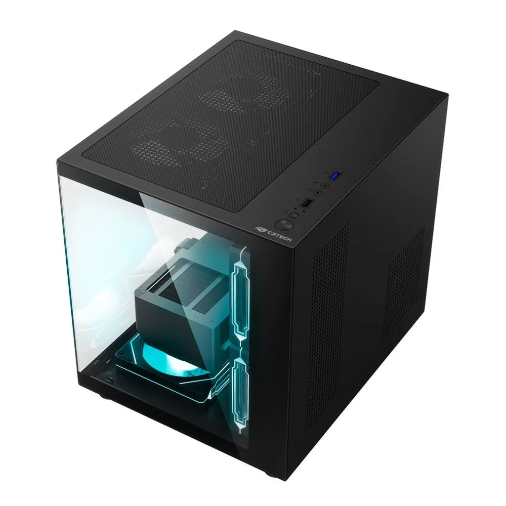 Imagem 3 de 5 do produto Gabinete Gamer Aquário C3tech Mt-g720bk - Vidro Temperado - Até 7 Fans - Micro Atx - Preto