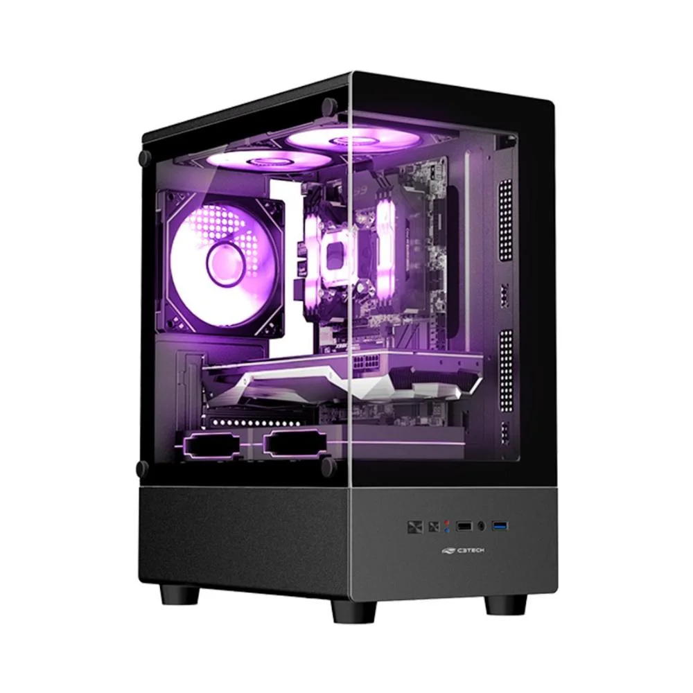 Gabinete Gamer Aquário C3tech Mt-g150bk - Vidro Temperado - Micro Atx - Preto