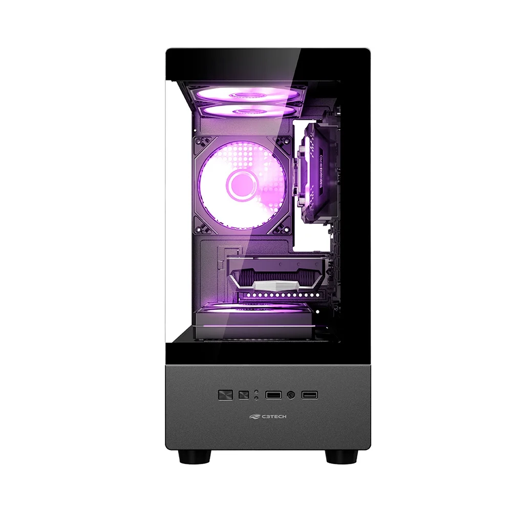 Imagem 3 de 5 do produto Gabinete Gamer Aquário C3tech Mt-g150bk - Vidro Temperado - Micro Atx - Preto