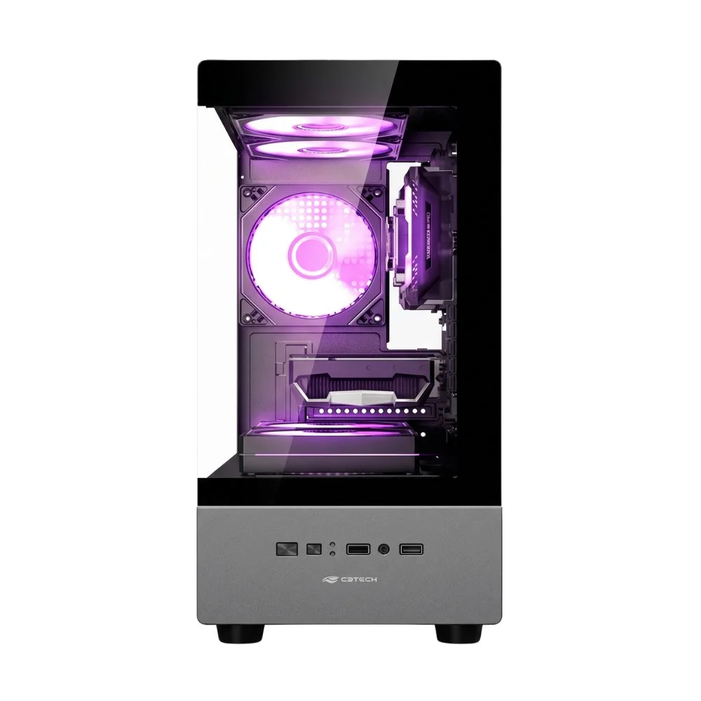 Imagem 4 de 5 do produto Gabinete Gamer Aquário C3tech Mt-g150bk - Vidro Temperado - Micro Atx - Preto