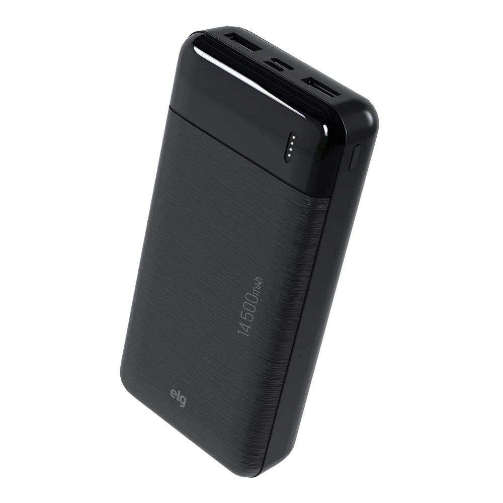 Imagem 1 de 5 do produto Power Bank Carregador Portátil, LED Indicador, 14500mah 10.5w, Turbo, Preto, Pb145bk, Elg