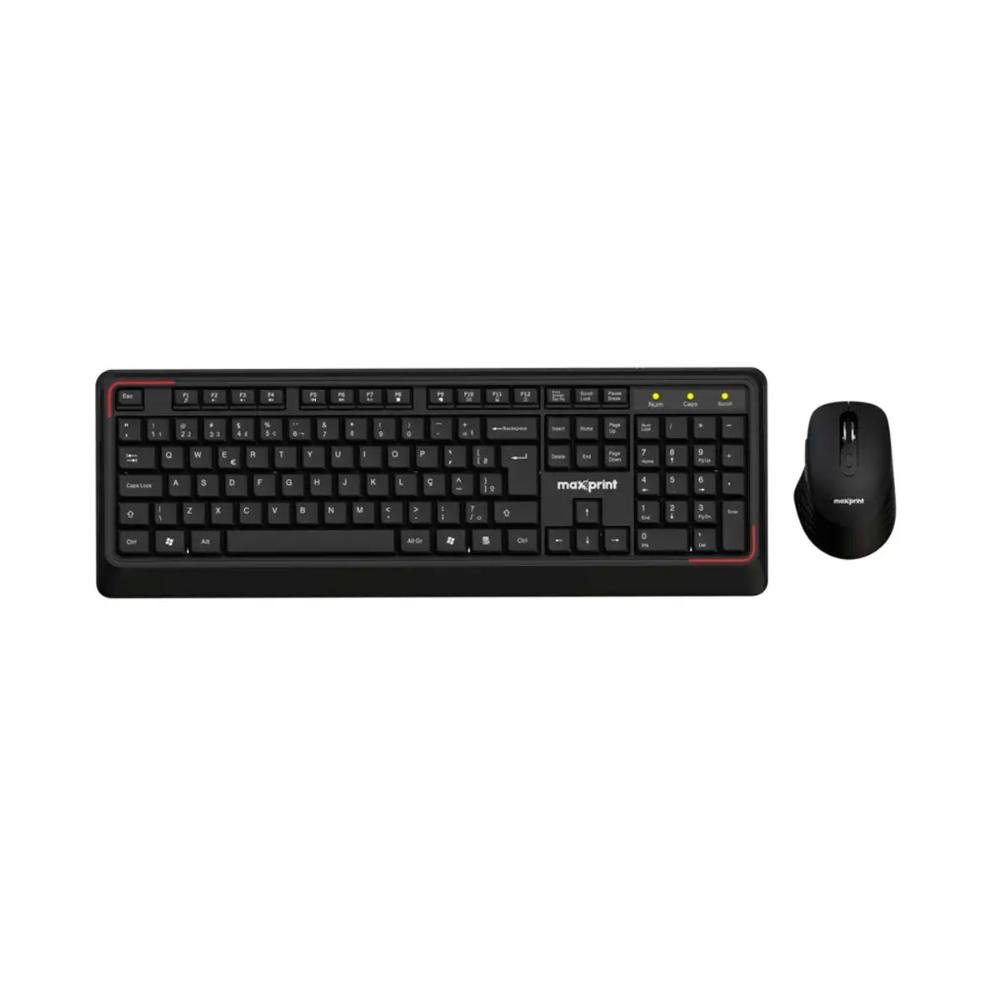 Kit Teclado E Mouse Sem Fio Maxprint Cw2000 - Abnt2 - Ergonômico - 1600dpi - Preto