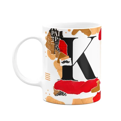 Caneca Do Pai - Inicial Do Nome Letra K - Bg-red