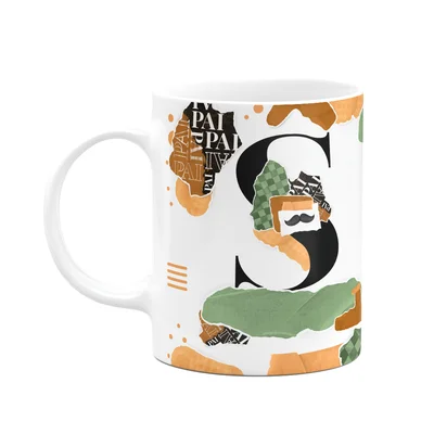Caneca Do Pai - Inicial Do Nome Letra S - Bg-green