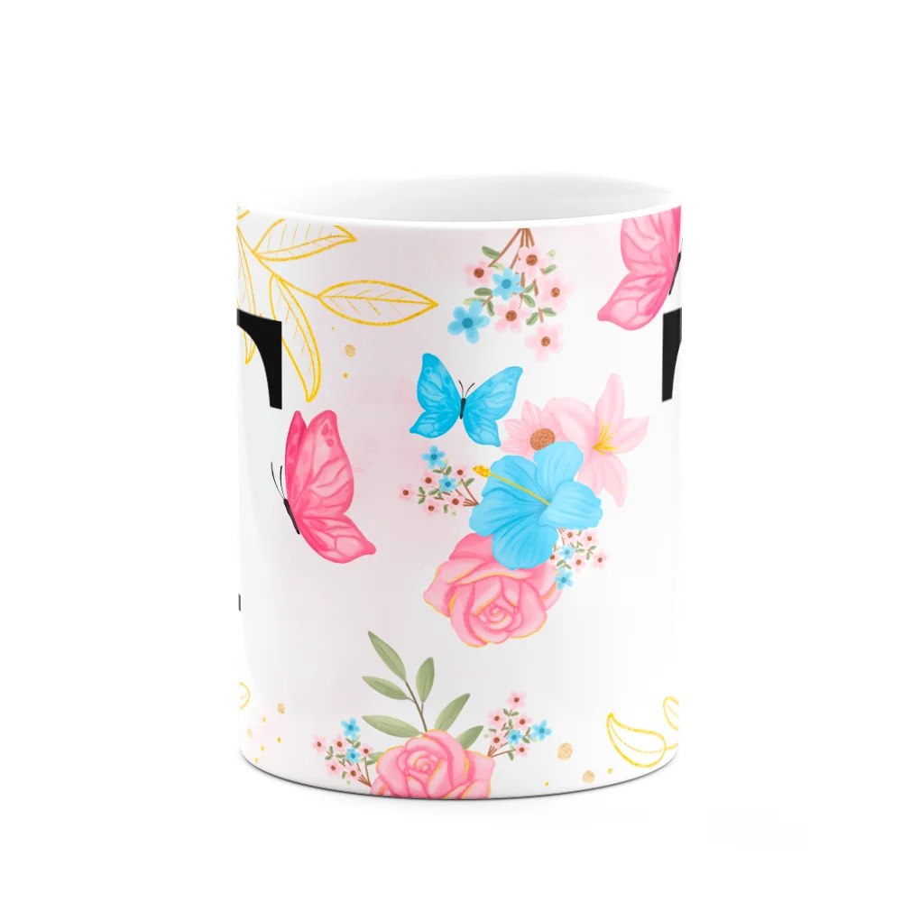 Imagem 2 de 3 do produto Caneca Floral Garden - Inicial Do Nome Letra T - 325ml