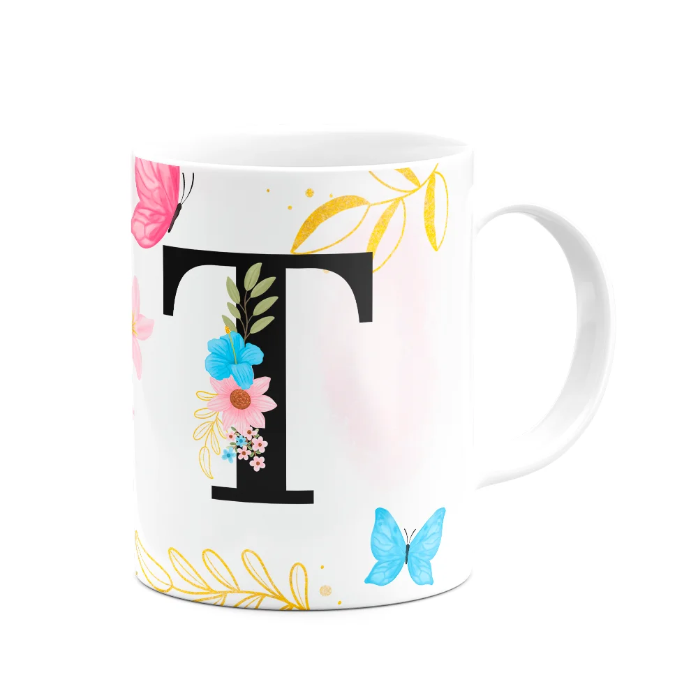 Imagem 3 de 3 do produto Caneca Floral Garden - Inicial Do Nome Letra T - 325ml