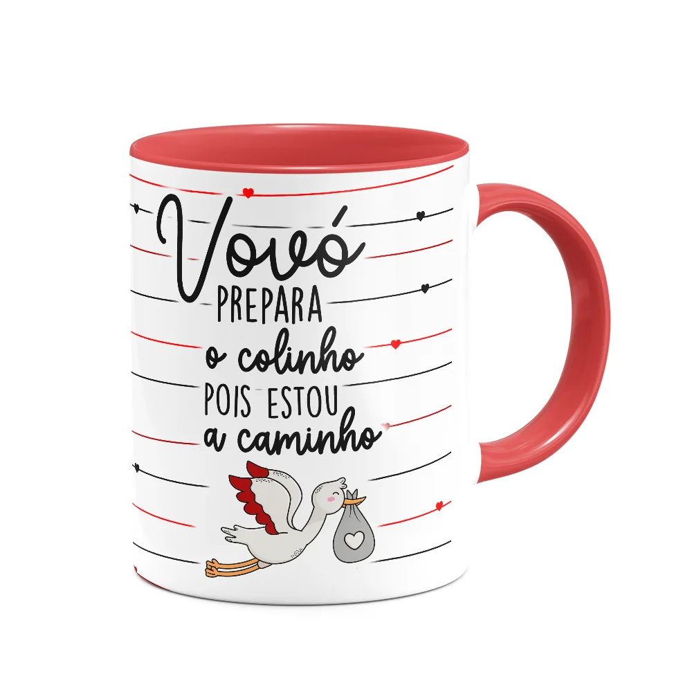 Imagem 3 de 3 do produto Caneca - Vovó Prepara O Colinho, Pois Estou A Caminho! B-red
