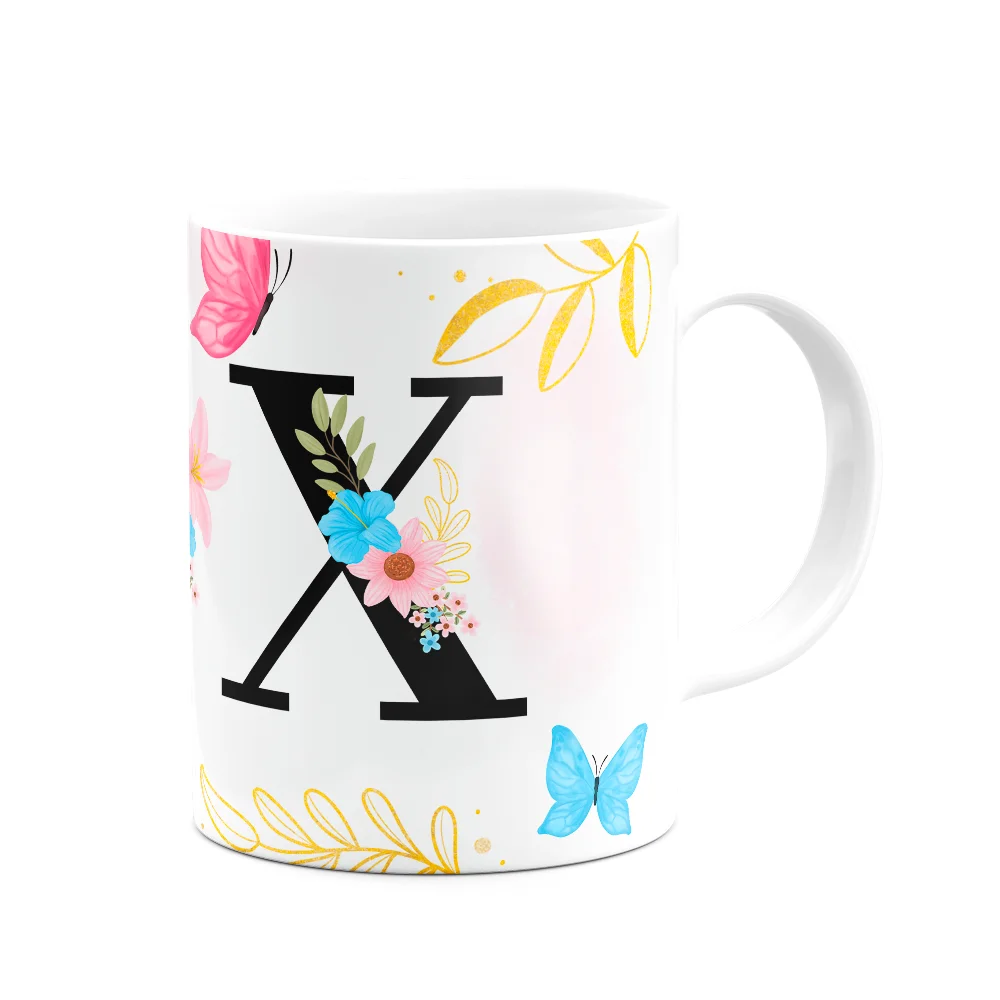 Imagem 3 de 3 do produto Caneca Floral Garden - Inicial Do Nome Letra X - 325ml