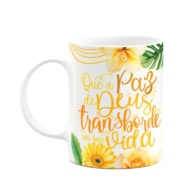Caneca Motivação - Que A Paz Deus Transborde Em Sua Vida