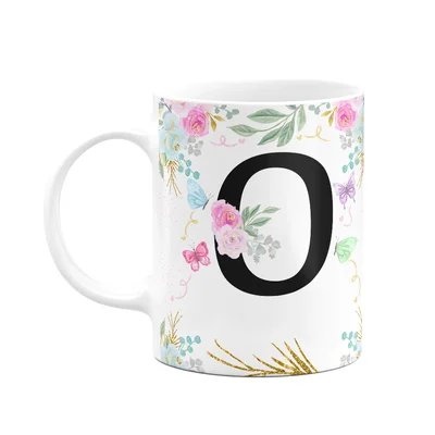 Caneca Floral - Inicial Do Nome Letra O - 325ml