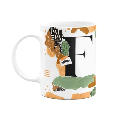 Caneca Do Pai - Inicial Do Nome Letra F - Bg-green