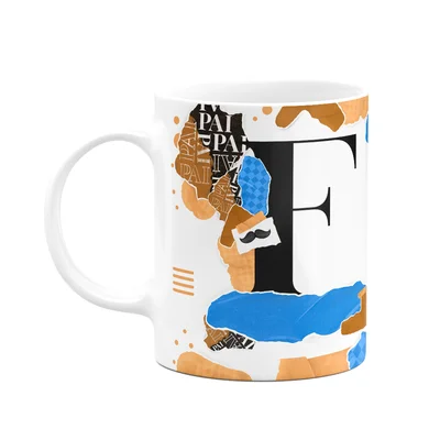 Caneca Do Pai - Inicial Do Nome Letra F - Bg-blue