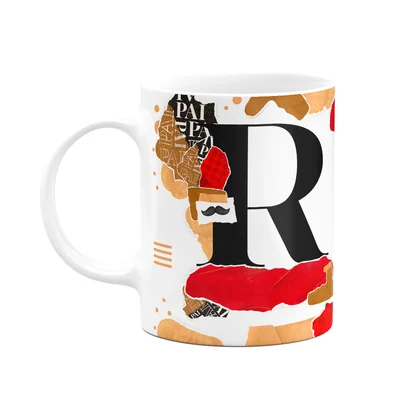 Caneca Do Pai - Inicial Do Nome Letra R - Bg-red