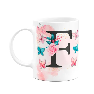 Caneca Butterfly - Inicial Do Nome Letra F - 325ml