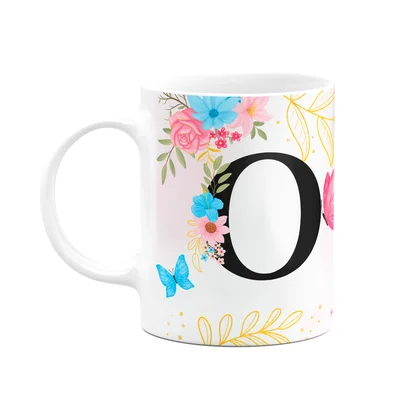 Caneca Floral Garden - Inicial Do Nome Letra O - 325ml