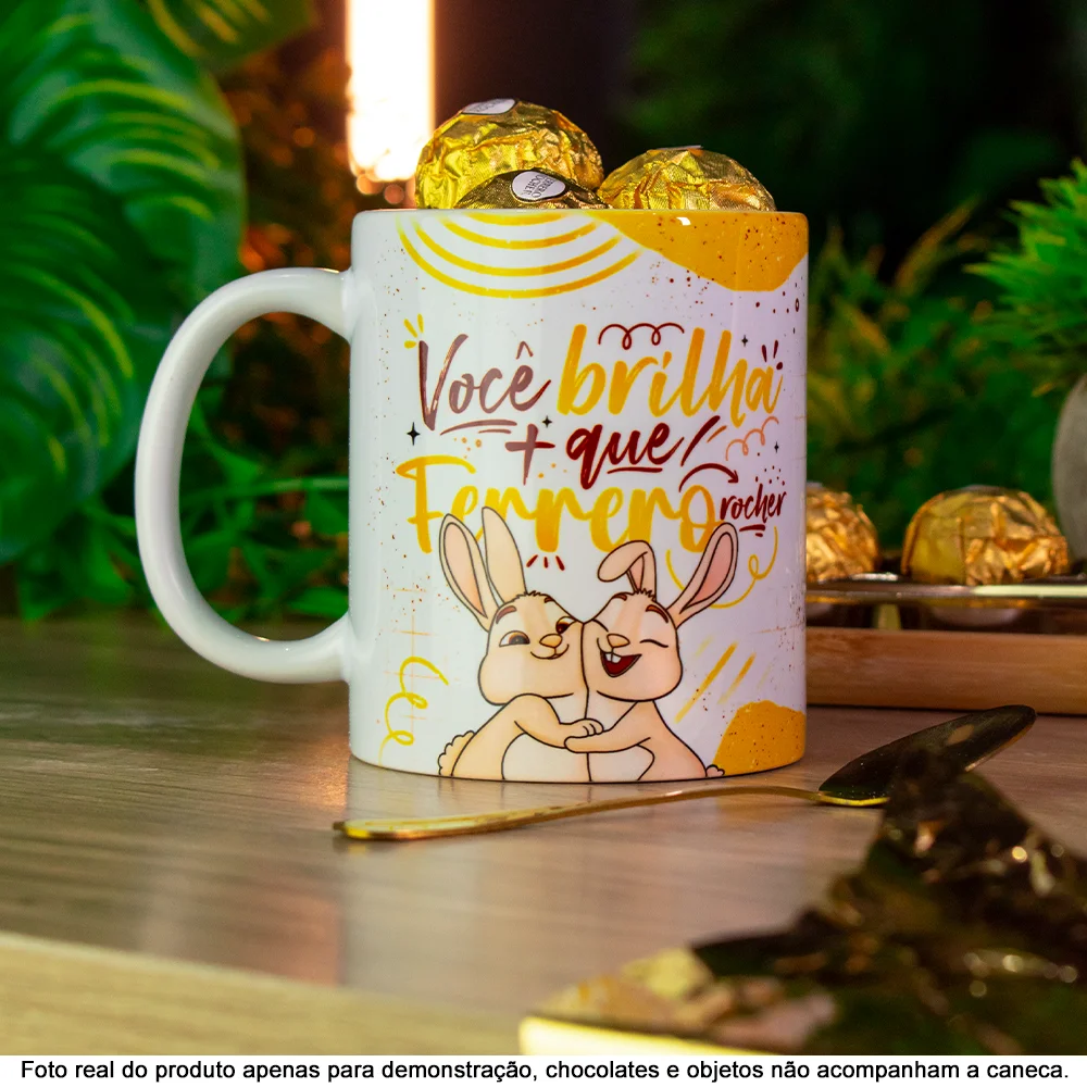 Imagem 4 de 4 do produto Caneca Páscoa Doce - Você Brilha Mais Que Ferrero - 325ml