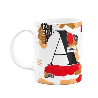 Caneca Do Pai - Inicial Do Nome Letra A - Bg-red
