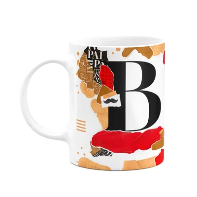Caneca Do Pai - Inicial Do Nome Letra B - Bg-red