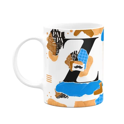 Caneca Do Pai - Inicial Do Nome Letra Z - Bg-blue