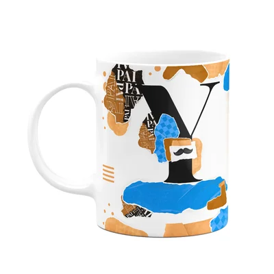 Caneca Do Pai - Inicial Do Nome Letra Y - Bg-blue