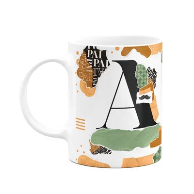 Caneca Do Pai - Inicial Do Nome Letra A - Bg-green