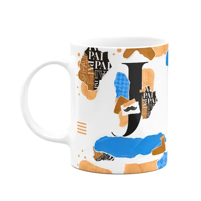 Caneca Do Pai - Inicial Do Nome Letra J - Bg-blue
