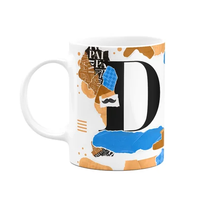 Caneca Do Pai - Inicial Do Nome Letra D - Bg-blue